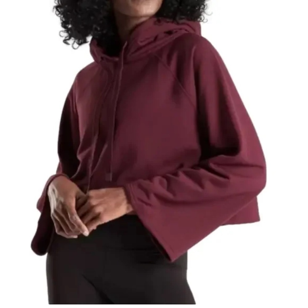 Athleta Women's Steady State‎ Cropped Burgundy Hooded Sweatshirt Size Small